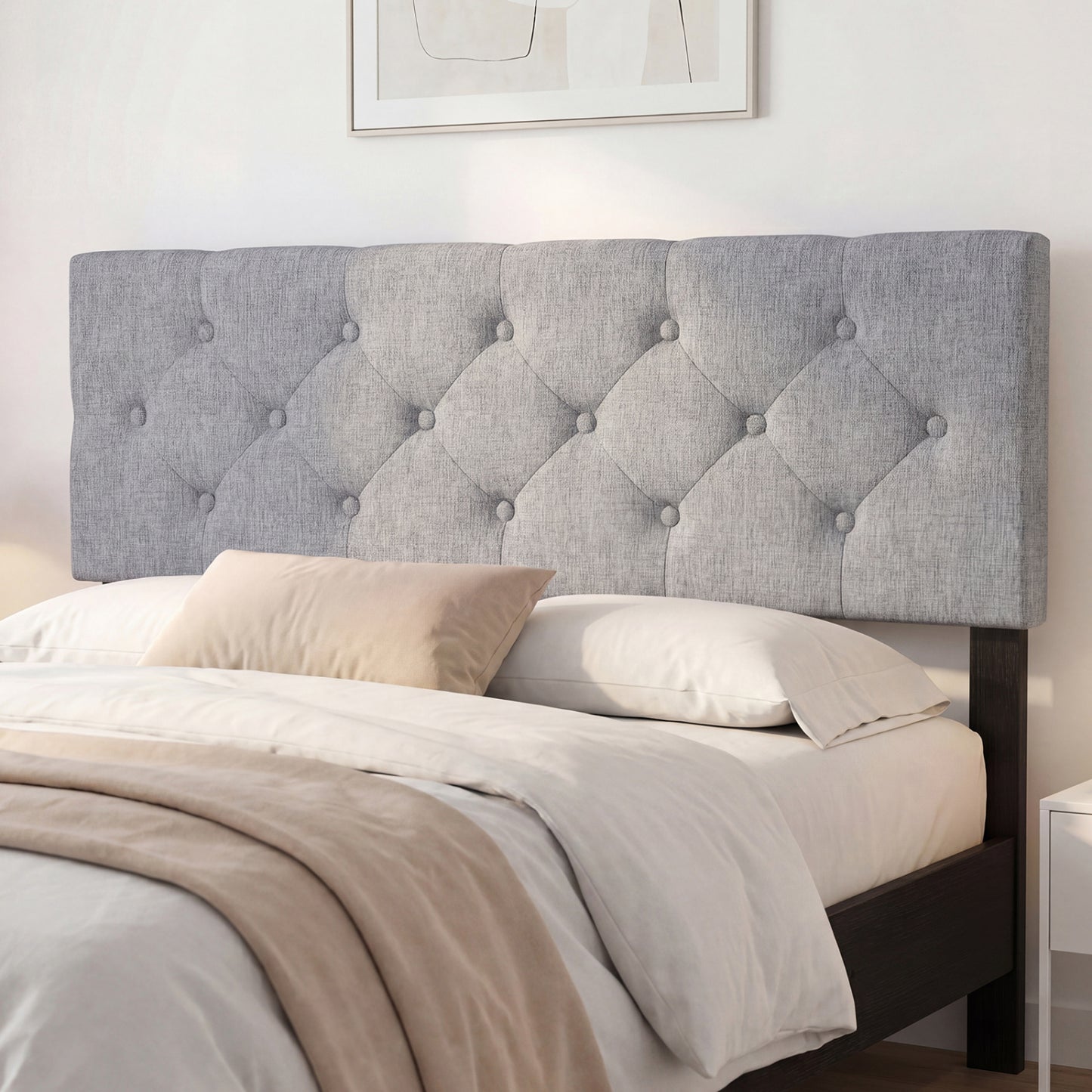 Upholstered Tufted Headboard Queen/Full Size with Adjustable Legs