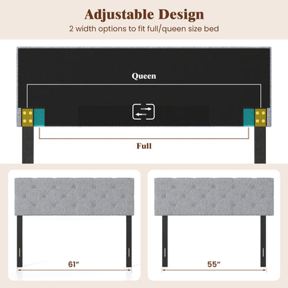 Upholstered Tufted Headboard Queen/Full Size with Adjustable Legs