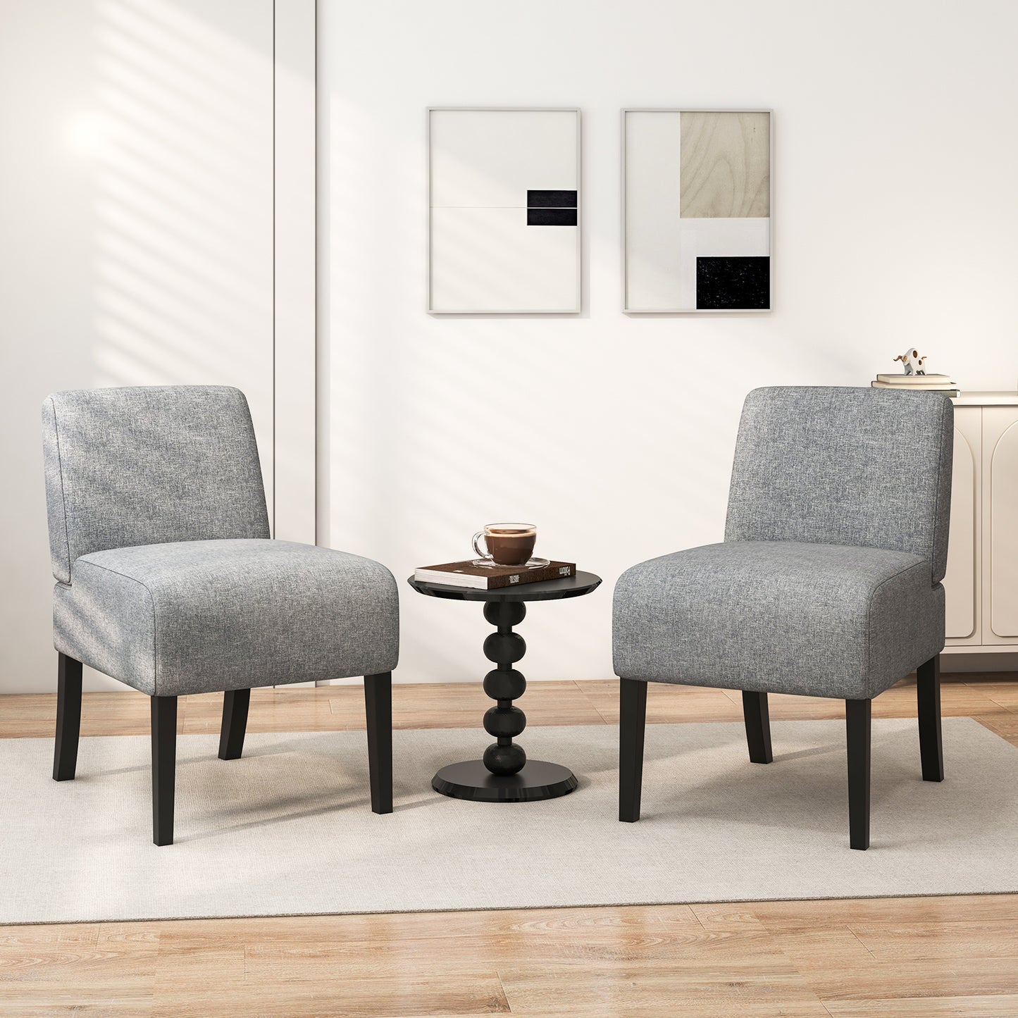 Upholstered Living Room Chair with Rubber Wood Legs