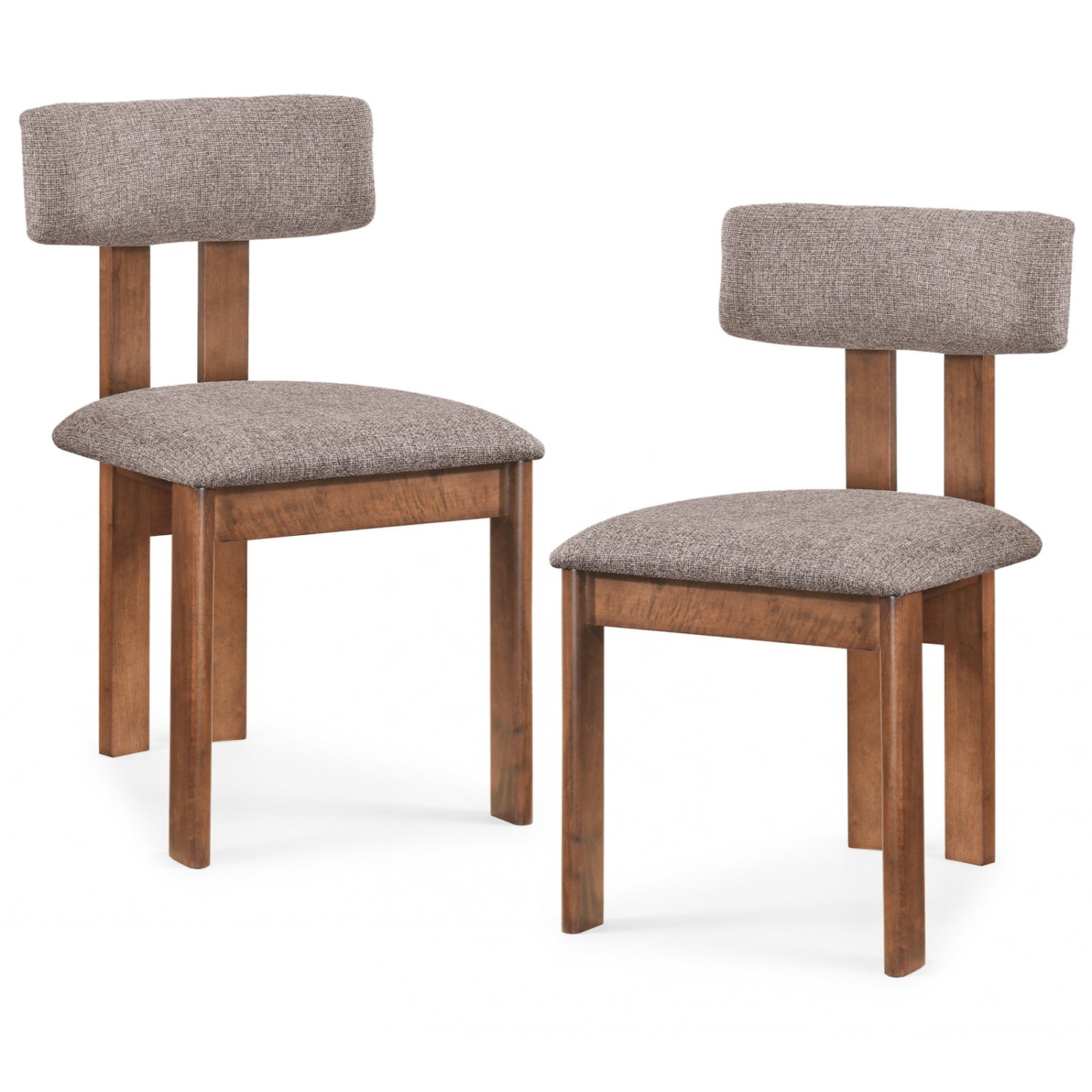 Upholstered Rubber Wood Dining Chairs Set of 2 with Curved Backrest