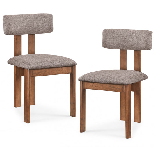 Upholstered Rubber Wood Dining Chairs Set of 2 with Curved Backrest