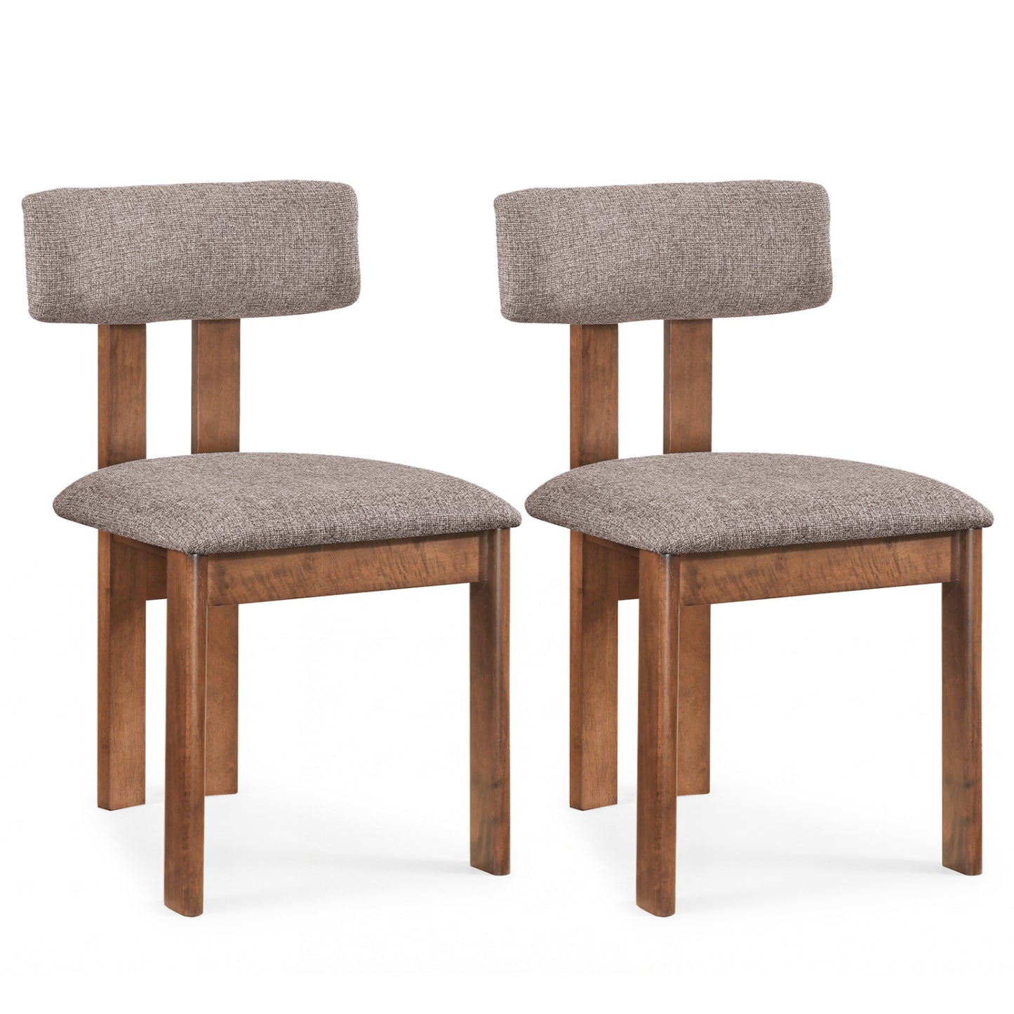 Upholstered Rubber Wood Dining Chairs Set of 2 with Curved Backrest