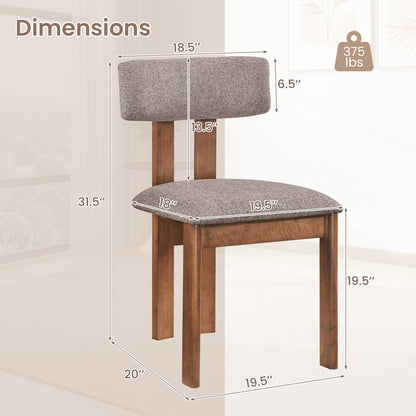 Upholstered Rubber Wood Dining Chairs Set of 2 with Curved Backrest