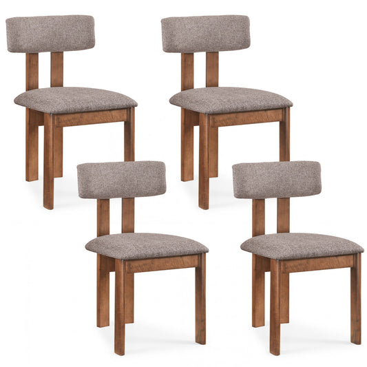 Upholstered Rubber Wood Dining Chairs Set of 4 with Curved Backrest