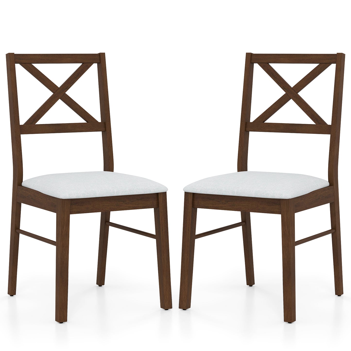 Upholstered Side Dining Chairs Set of 2 with Rubber Wood Frame