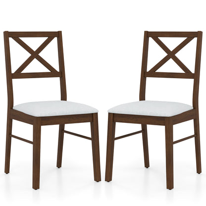 Upholstered Side Dining Chairs Set of 2 with Rubber Wood Frame