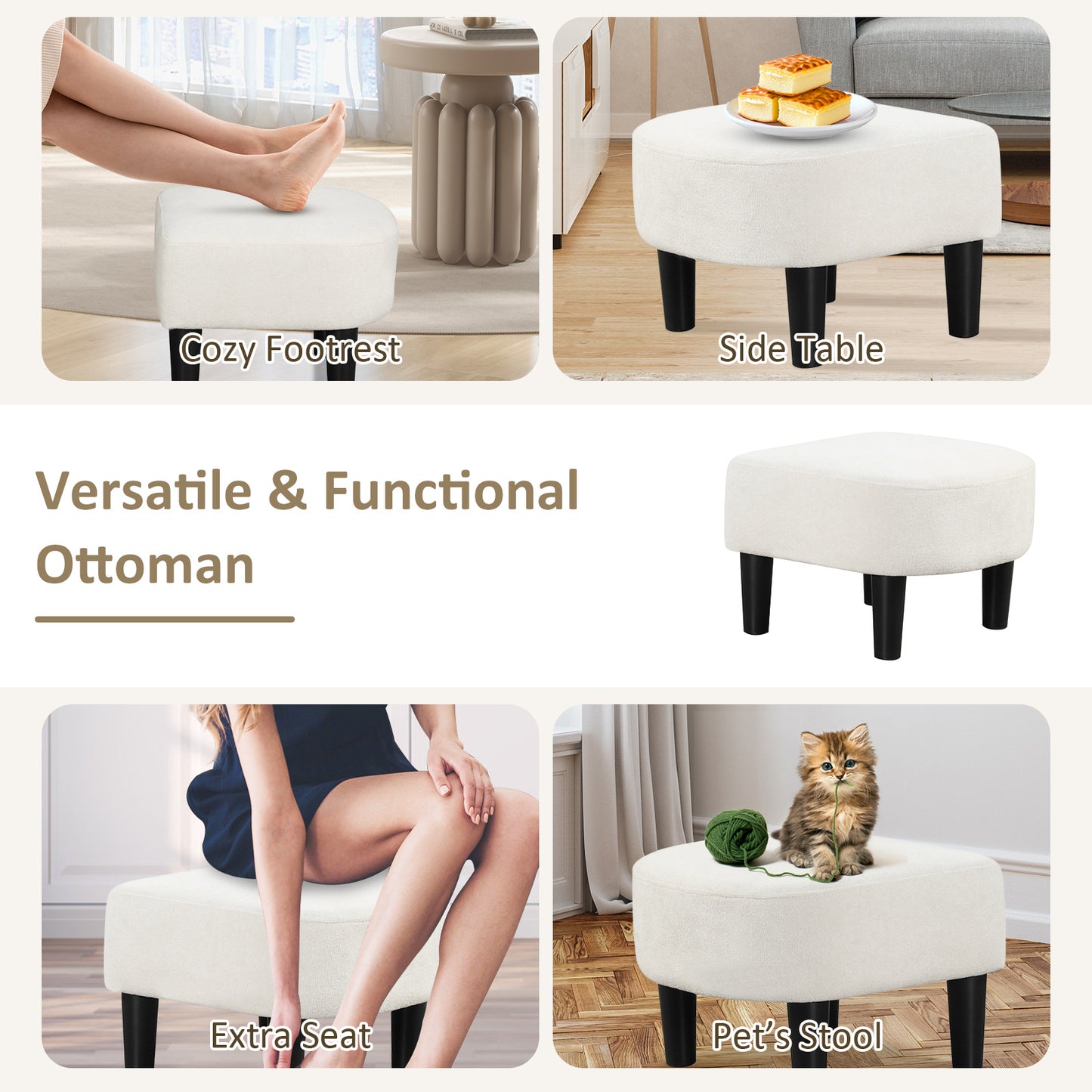 Upholstered Teddy Velvet Club Barrel Chair with Ottoman with Footrest