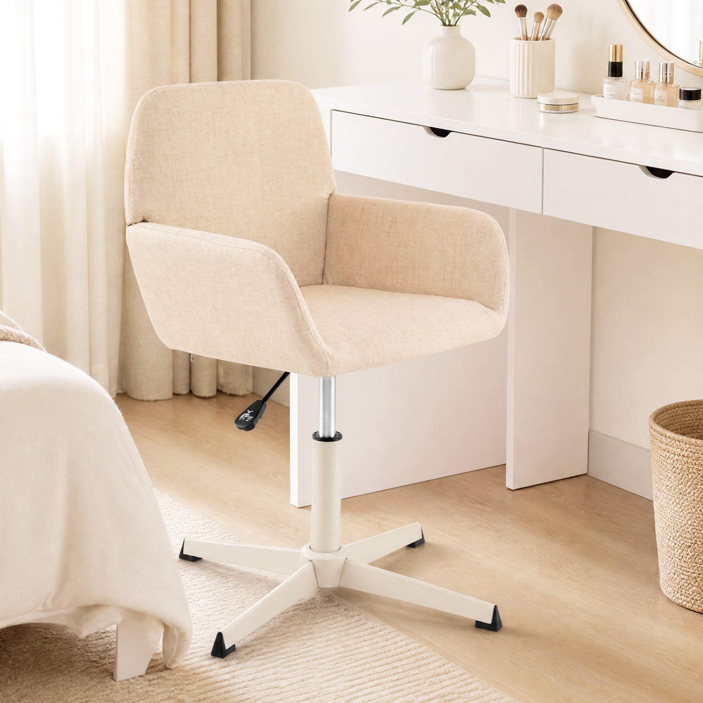Swivel Vanity Chair with Adjustable Height and Back Support
