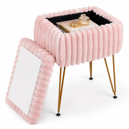 Vanity Stool with Storage and Reversible Lid - Pink