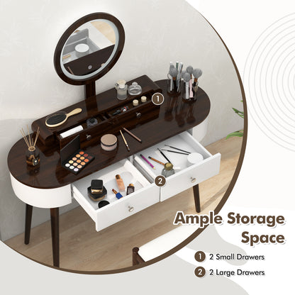 Makeup Vanity Table Set with LED Mirror and 3 Spacious Drawers
