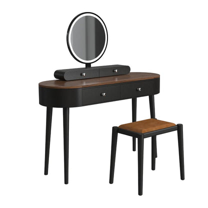 Makeup Vanity Table Set with LED Mirror and 3 Spacious Drawers-Natural - Brown