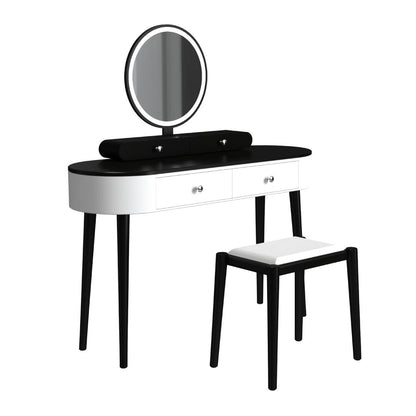 Makeup Vanity Table Set with LED Mirror and 3 Spacious Drawers-Natural - White And Black