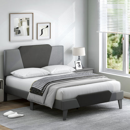 Full/Queen/Twin Velvet Upholstered Bed Frame with High Headboard