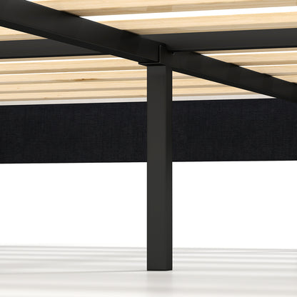 Velvet Upholstered Platform Bed with Height Adjustable Vertical Channel Headboard-Full Size