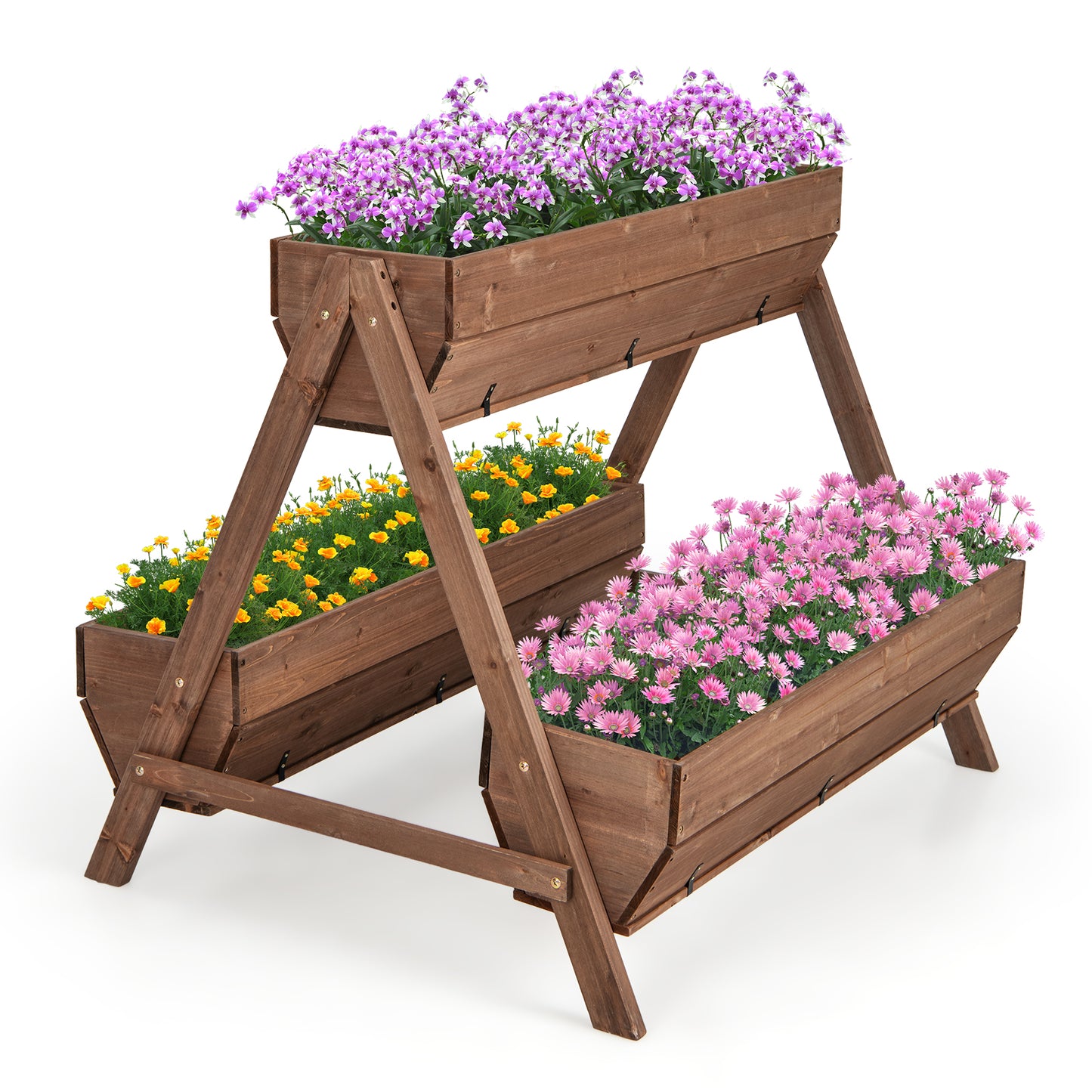 Vertical Raised Garden bed with 3 Wooden Planter Boxes-S - L