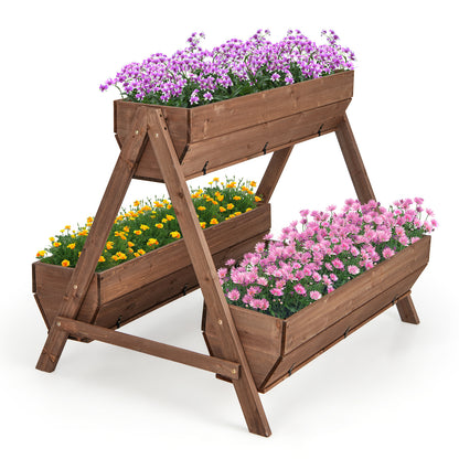 Vertical Raised Garden bed with 3 Wooden Planter Boxes-S - L