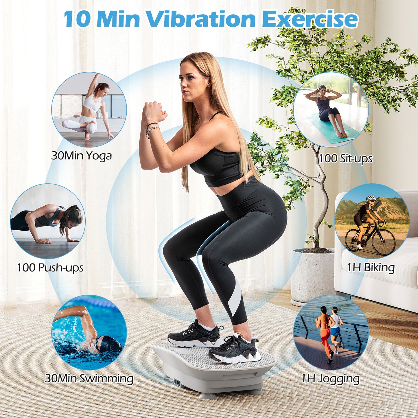 Vibration Plate Exercise Machine for Lymphatic Drainage and Weight Loss with 10 Speed Intensities-Gray