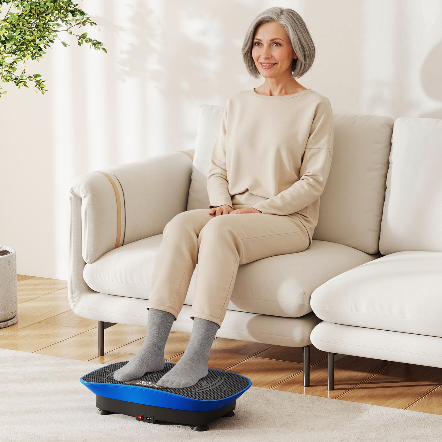 Vibration Plate Exercise Machine for Lymphatic Drainage and Weight Loss with 10 Speed Intensities-Navy