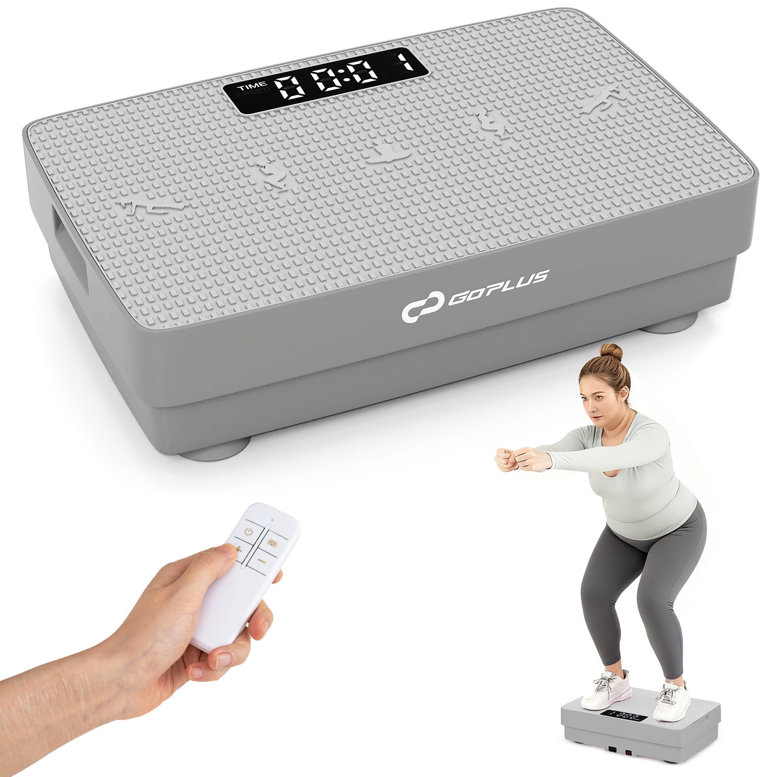 Vibration Plate Exercise Machine with Gravity Sensor and Remote Control for Home Gym-Gray