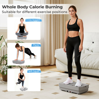Vibration Plate Exercise Machine with Gravity Sensor and Remote Control for Home Gym-Gray