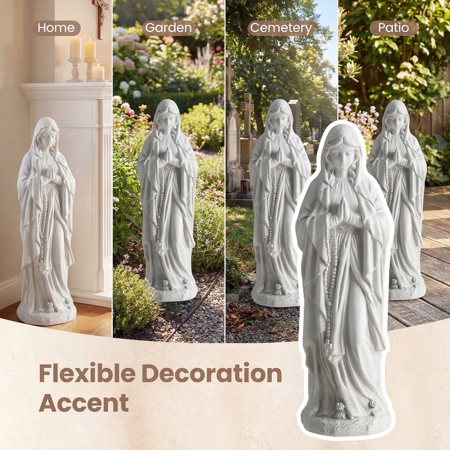 Virgin Mary Statue 29.5 inch Tall Outdoor Religious Sculpture
