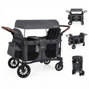 Wagon Stroller for 4 Kids Foldable 4-Seater Push-Pull Toddler Stroller
