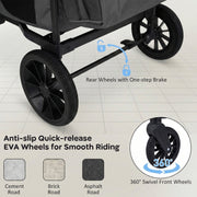 Wagon Stroller for 4 Kids Foldable 4-Seater Push-Pull Toddler Stroller