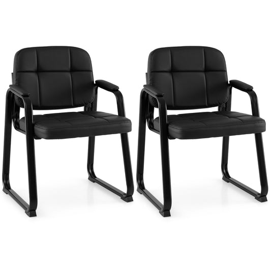 Waiting Room Guest Chairs Set of 2 Leather Office Reception Chairs-Set of 2