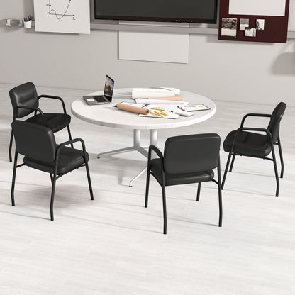 Waiting Room Guest Chair Set of 2 with Mixed PU Leather and Integrated Armrests-Black