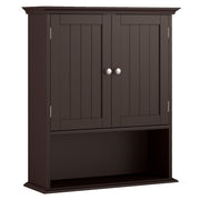 Wall Mount Bathroom Cabinet Storage Organizer with Doors and Shelves-Brown - Brown
