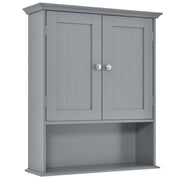 Wall Mount Bathroom Cabinet Storage Organizer with Doors and Shelves-Brown - Gray