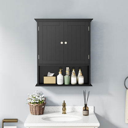 Wall Mount Bathroom Cabinet Storage Organizer with Doors and Shelves
