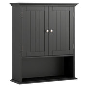 Wall Mount Bathroom Cabinet Storage Organizer with Doors and Shelves-Black