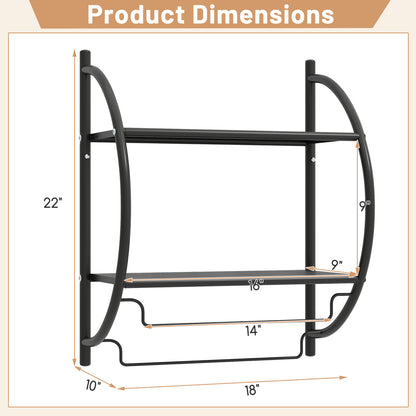 2-Tier Wall Mounted Bathroom Towel Rack with Towel Bars