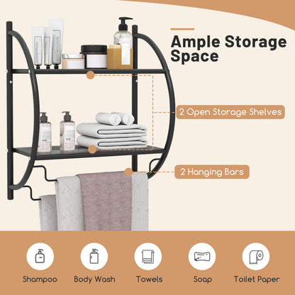 2-Tier Wall Mounted Bathroom Towel Rack with Towel Bars