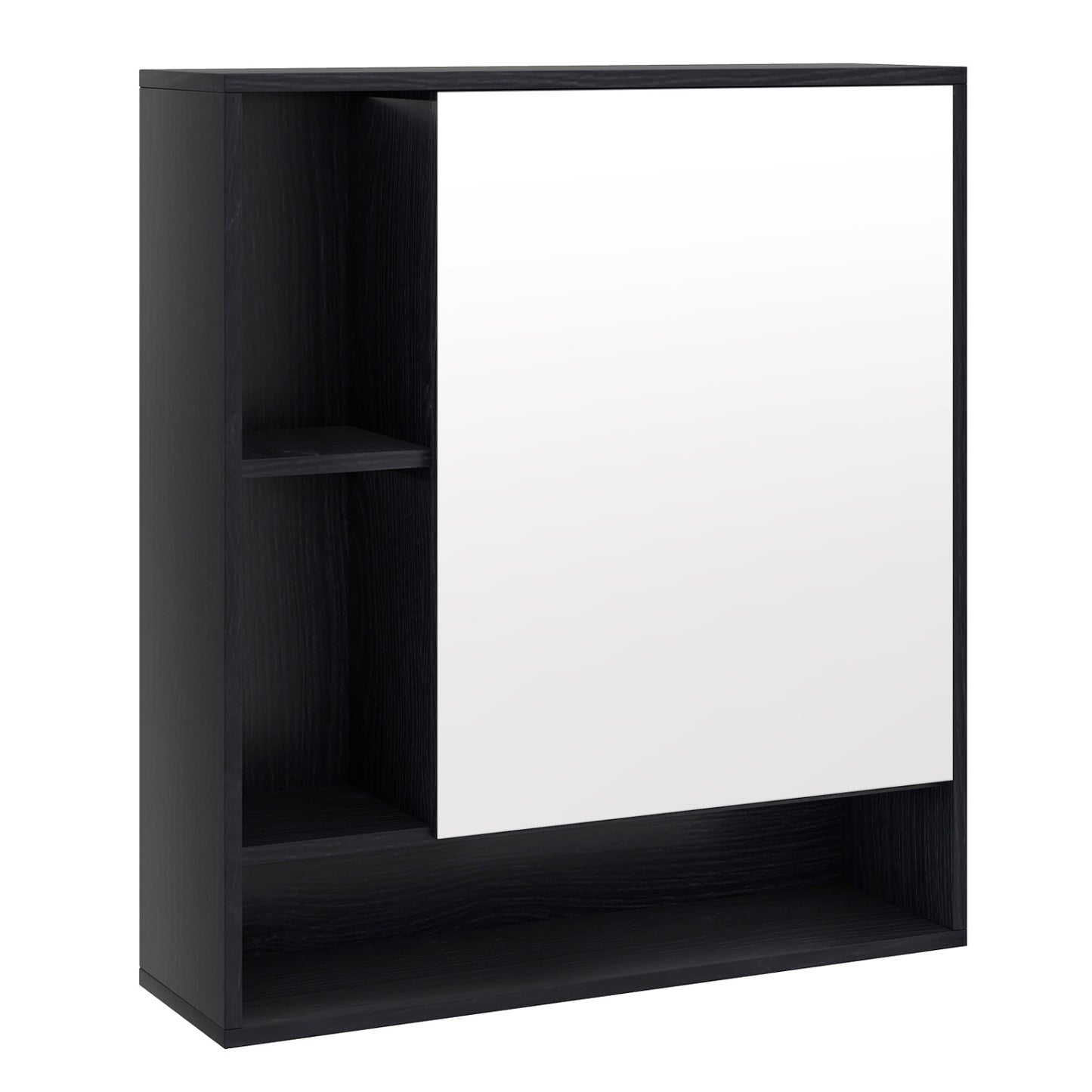 Wall Mounted Bathroom Cabinet with Mirror Single Door-Black
