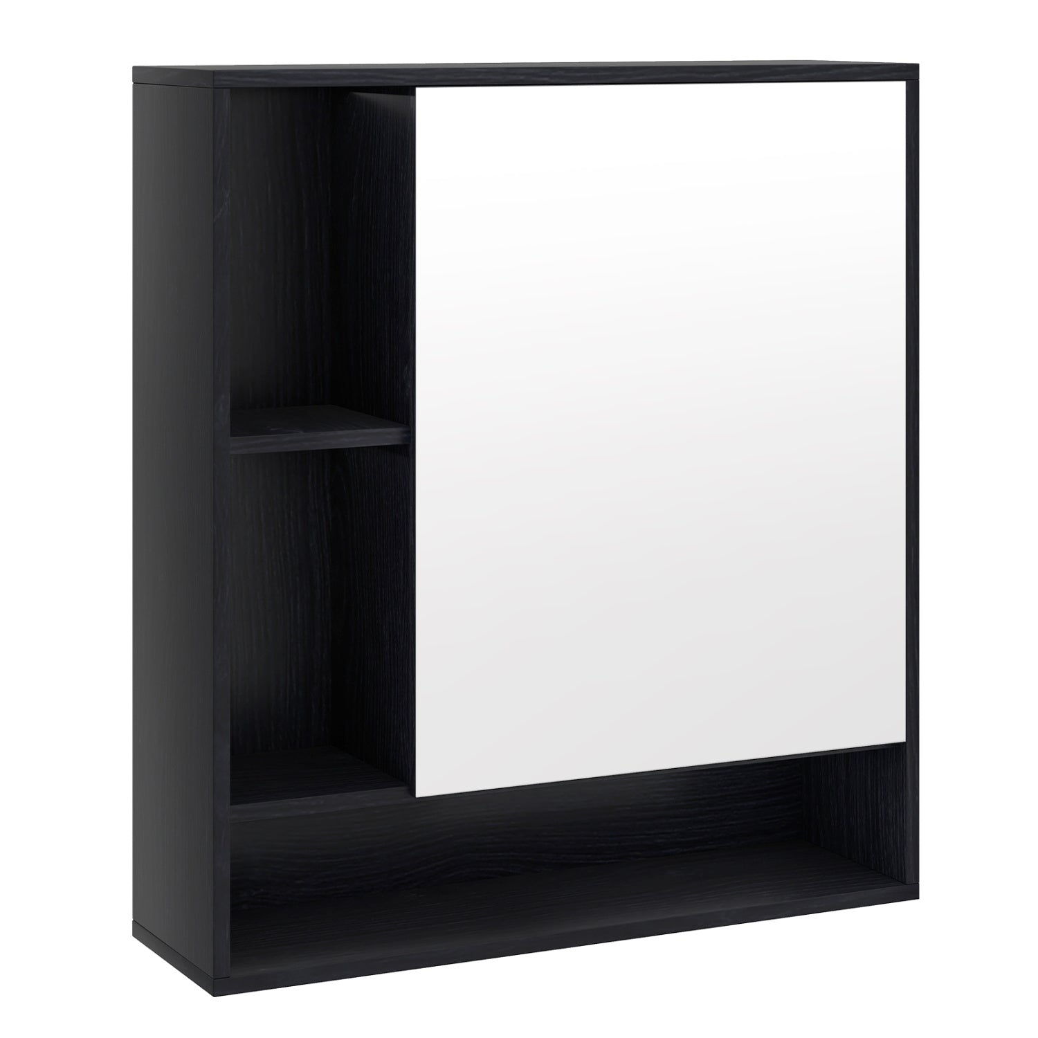 Wall Mounted Bathroom Cabinet with Mirror Single Door-Black