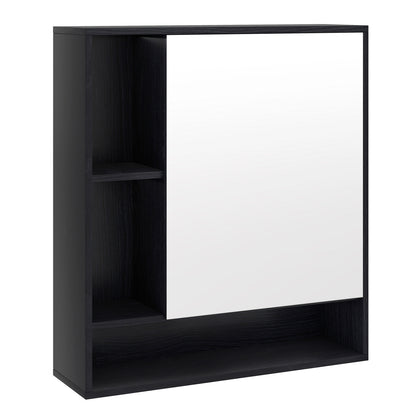 Wall Mounted Bathroom Cabinet with Mirror Single Door-Black