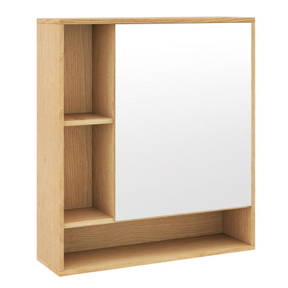 Wall Mounted Bathroom Cabinet with Mirror Single Door-Natural