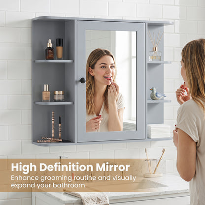 Wall Mounted Bathroom Medicine Cabinet with Mirror - Gray