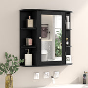 Wall-Mounted Bathroom Mirror Cabinet with Storage Shelves-Black