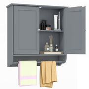 Wall Mounted Bathroom Storage Medicine Cabinet with Towel Bar-Gray