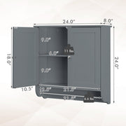 Wall Mounted Bathroom Storage Medicine Cabinet with Towel Bar-Gray
