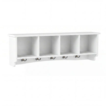 Wall-Mounted Coat Rack with 4 Cubbies and 5 Double Hooks