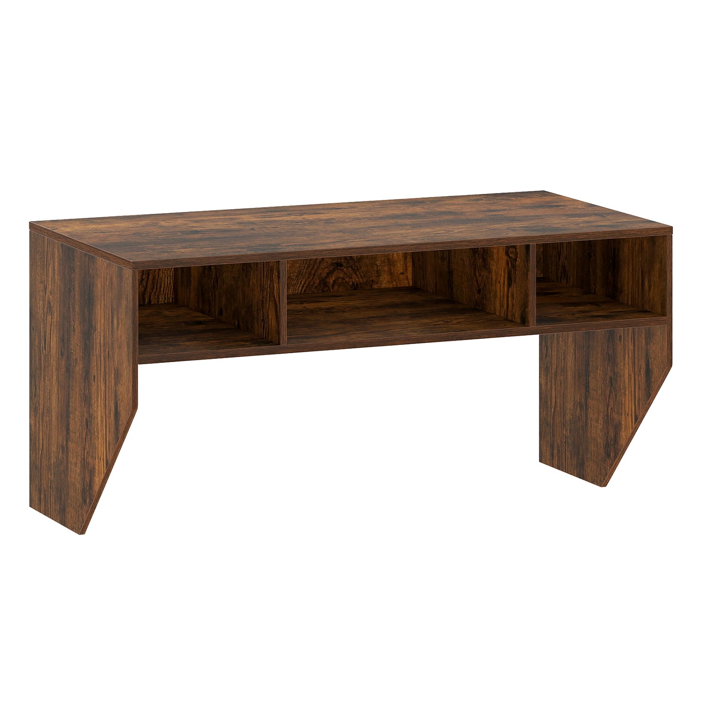 Wall-Mounted Computer Desk Floating Laptop Desk with 3 Storage Compartments-Rustic Brown