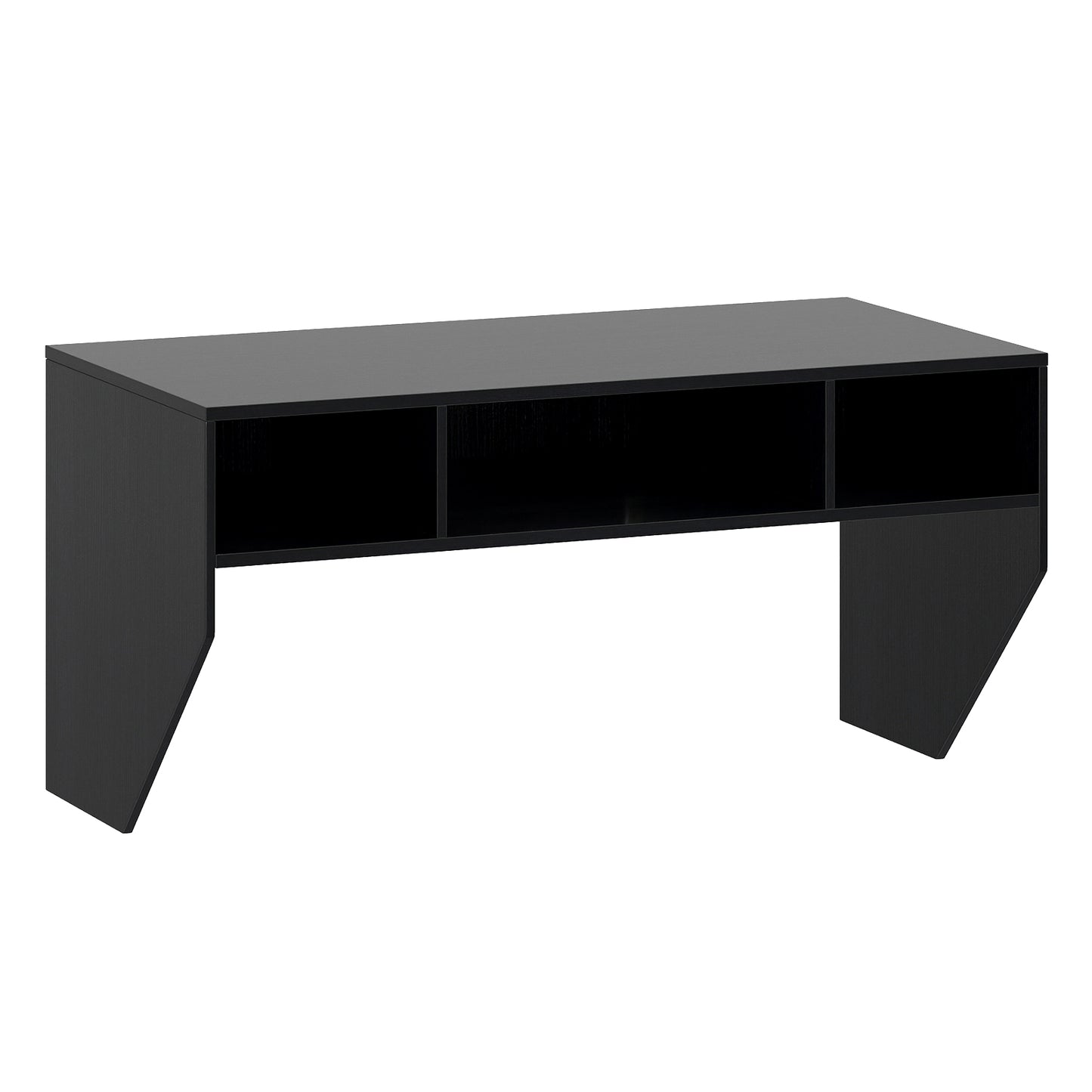 Wall-Mounted Computer Desk Floating Laptop Desk with 3 Storage Compartments-Black