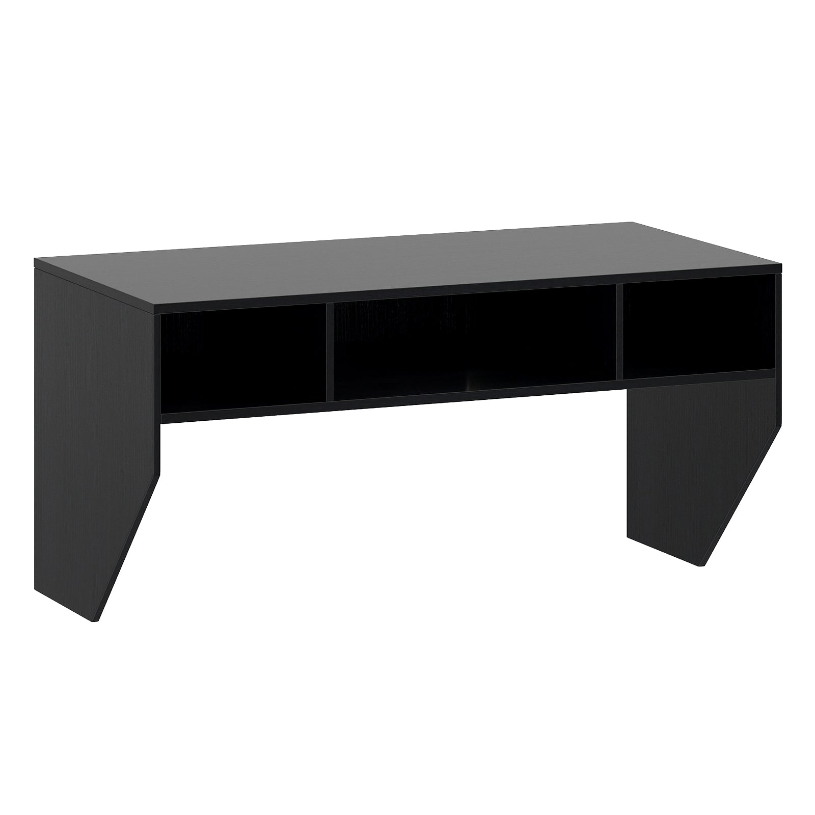 Wall-Mounted Computer Desk Floating Laptop Desk with 3 Storage Compartments-Black