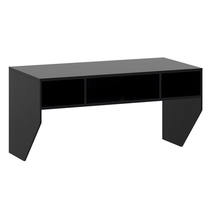 Wall-Mounted Computer Desk Floating Laptop Desk with 3 Storage Compartments-Black