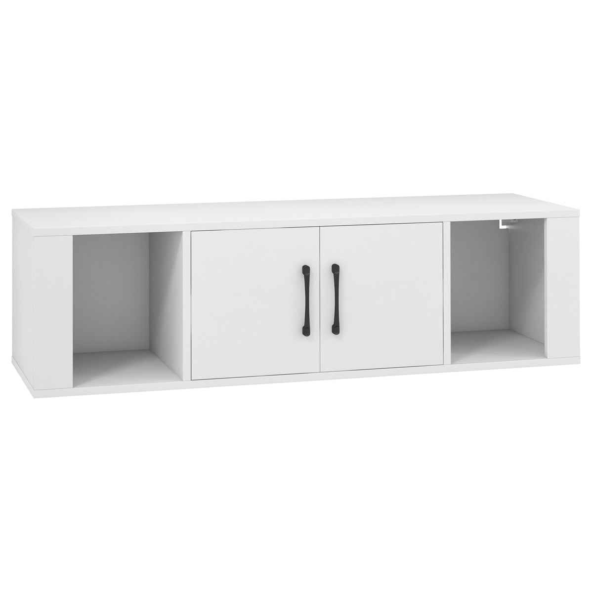Wall Mounted Floating 2 Door Desk Hutch Storage Shelves - White