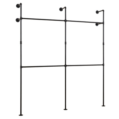 Wall Mounted Pipe Clothing Rack with 4 Hanging Rods